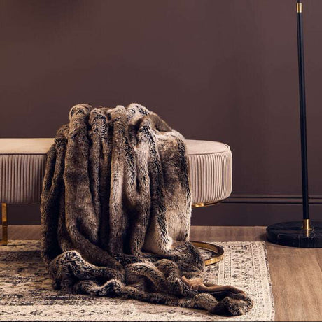 Orsina Luxurious Bosie Lamina Mocha Ombre Fur Throw