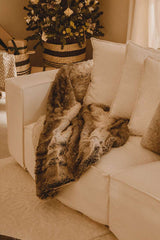 Orsina Luxurious Bosie Lamina Mocha Ombre Fur Throw