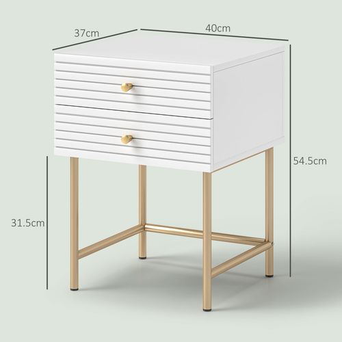 HOMCOM Bedside Tables Set of 2 with 2 Drawers for Bedroom HOMCOM