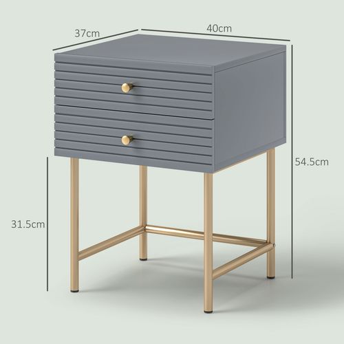 HOMCOM Bedside Tables Set of 2 with 2 Drawers for Bedroom HOMCOM