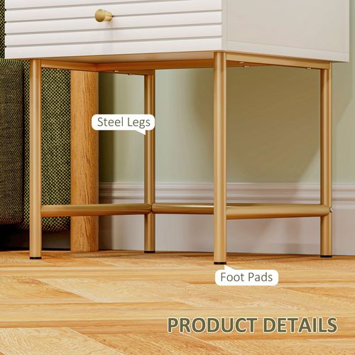 HOMCOM Bedside Tables Set of 2 with 2 Drawers for Bedroom HOMCOM
