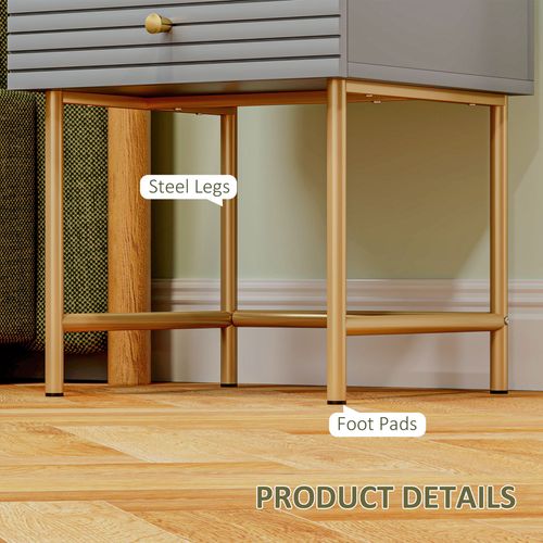 HOMCOM Bedside Tables Set of 2 with 2 Drawers for Bedroom HOMCOM