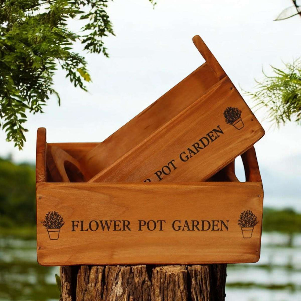 Set of 2 Wooden Flower Planters MSL