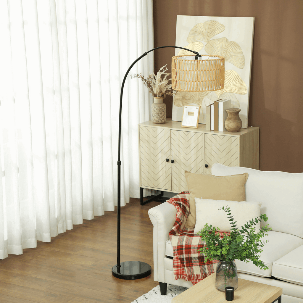 HOMCOM Floor Lamp for Living Room, Standing Lamp with Foot Switch, Black HOMCOM