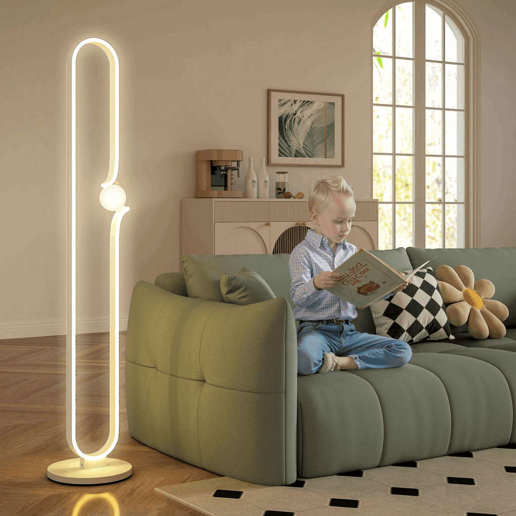 HOMCOM Dimmable LED Floor Lamp with Glass Night Light, Foot Switch, White HOMCOM
