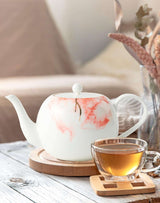 London Boutique Teapot, Teapots for 4 with Built-in Filter for Loose Leaf Tea, 1.2L Large Teapot, White Teapot with Gold Rim, Lightweight, Fine China Teapot Set Perfect Tea Maker for Tea Lovers