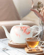 London Boutique Teapot, Teapots for 4 with Built-in Filter for Loose Leaf Tea, 1.2L Large Teapot, White Teapot with Gold Rim, Lightweight, Fine China Teapot Set Perfect Tea Maker for Tea Lovers