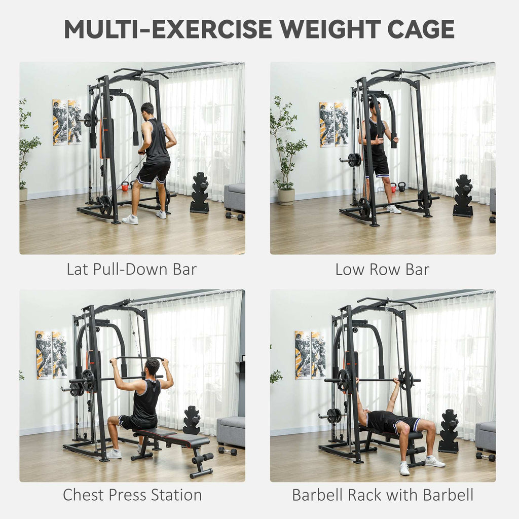 SPORTNOW Multi-Gym Smith Machine Power Cage for Home Gym Weight Lifting SPORTNOW