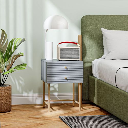 HOMCOM Bedside Tables Set of 2 with 2 Drawers for Bedroom HOMCOM