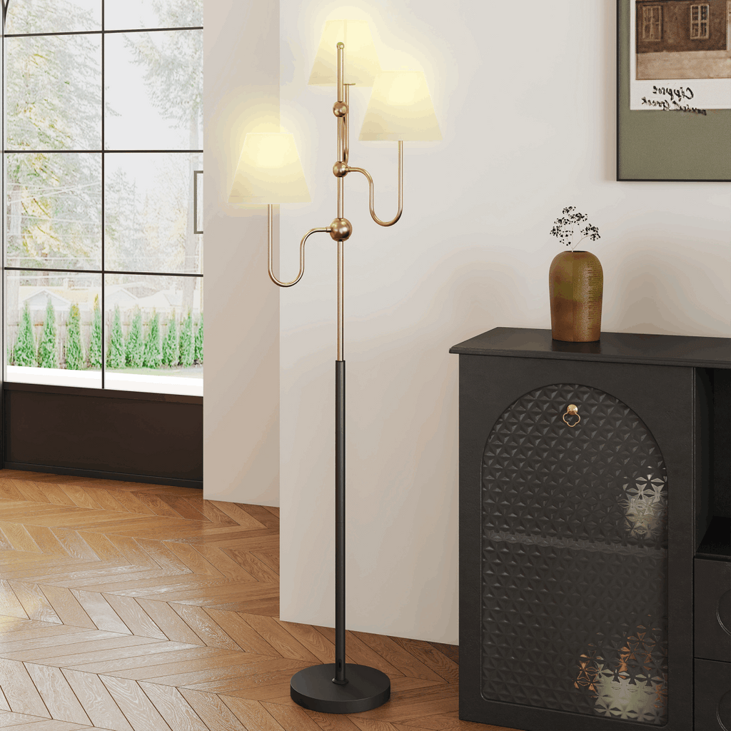 HOMCOM 3-Light Floor Lamp, 165 cm Tall Standing Lamp with Foot Switch HOMCOM