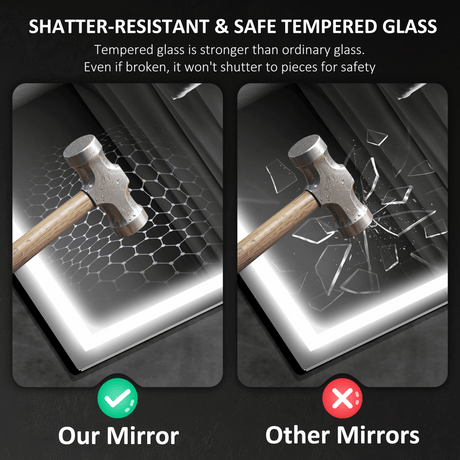 HOMCOM 500 x 700 mm Bathroom Mirror with Bluetooth Clock Lights Demister Pad HOMCOM