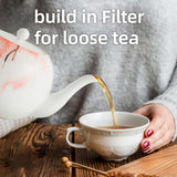London Boutique Teapot, Teapots for 4 with Built-in Filter for Loose Leaf Tea, 1.2L Large Teapot, White Teapot with Gold Rim, Lightweight, Fine China Teapot Set Perfect Tea Maker for Tea Lovers