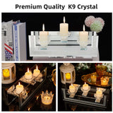 London Boutique Mirrored Candle Holder for 3 Candles – Sparkling Silver Frame with K9 Crystal Holders, Luxury Glass Tea Light & Votive Display Stand, Home Décor & Gift Idea (Flower Cups)