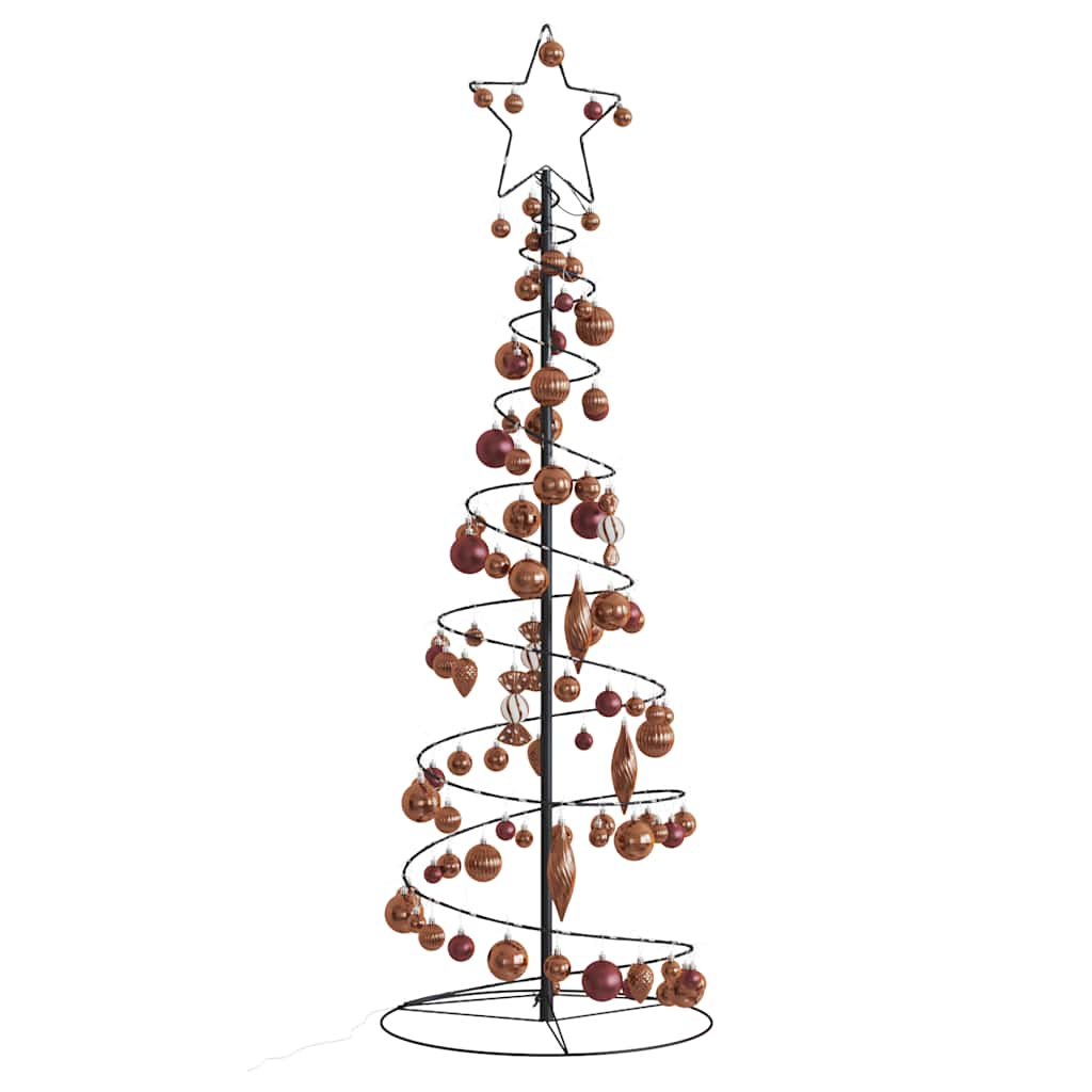 vidaXL Christmas Tree Light Cone with Baubles 100 LEDs Warm White 150 cm vidaXL