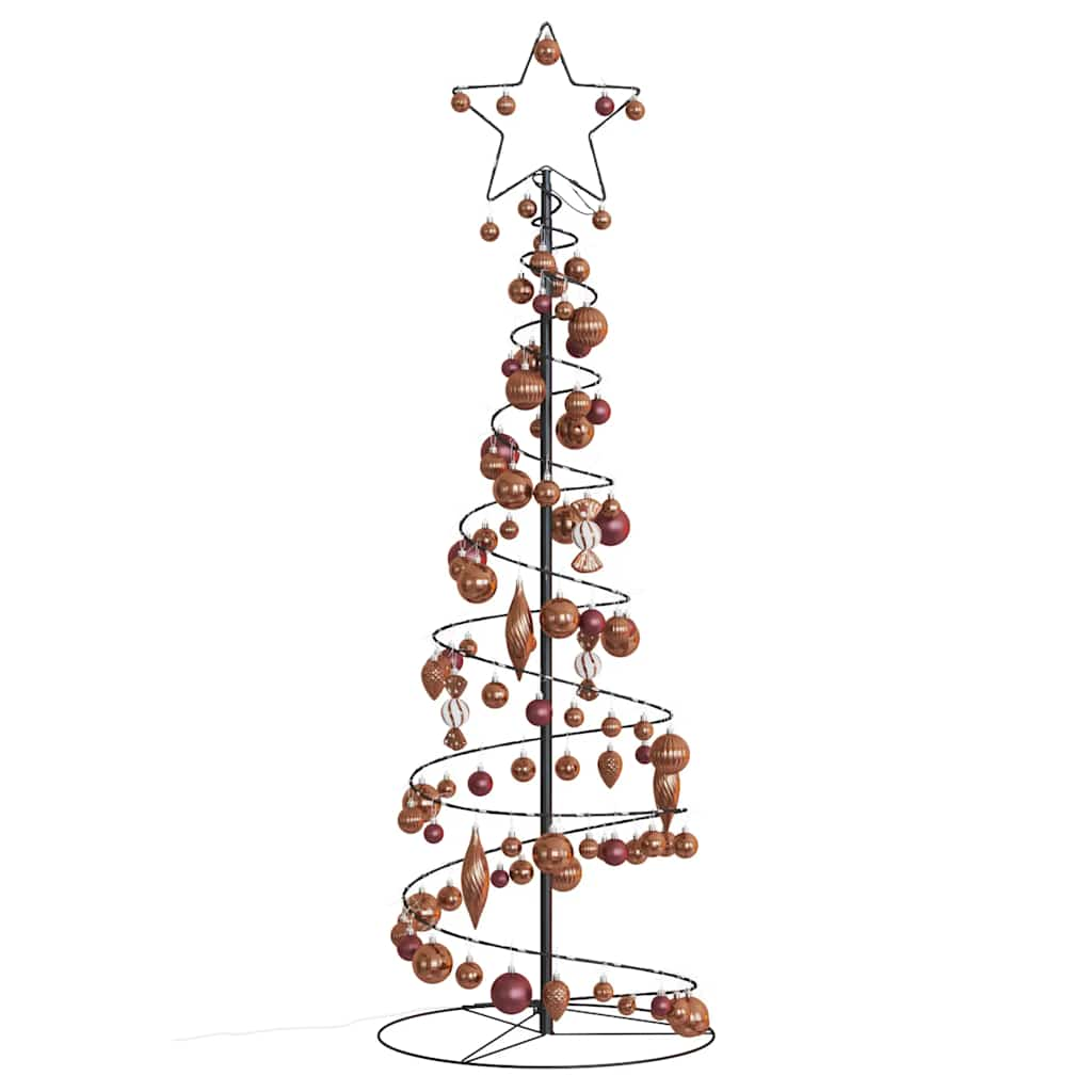 vidaXL Christmas Tree Light Cone with Baubles 100 LEDs Warm White 150 cm vidaXL