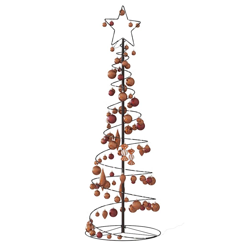 vidaXL Christmas Tree Light Cone with Baubles 100 LEDs Warm White 150 cm vidaXL