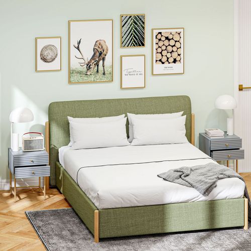HOMCOM Bedside Tables Set of 2 with 2 Drawers for Bedroom HOMCOM