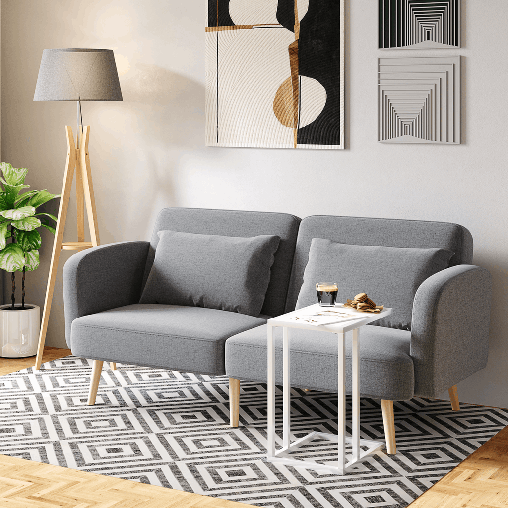 Tripod Floor Lamp Light E27 Base w/ Fabric Shade Storage Shelf, Grey HOMCOM Unbranded