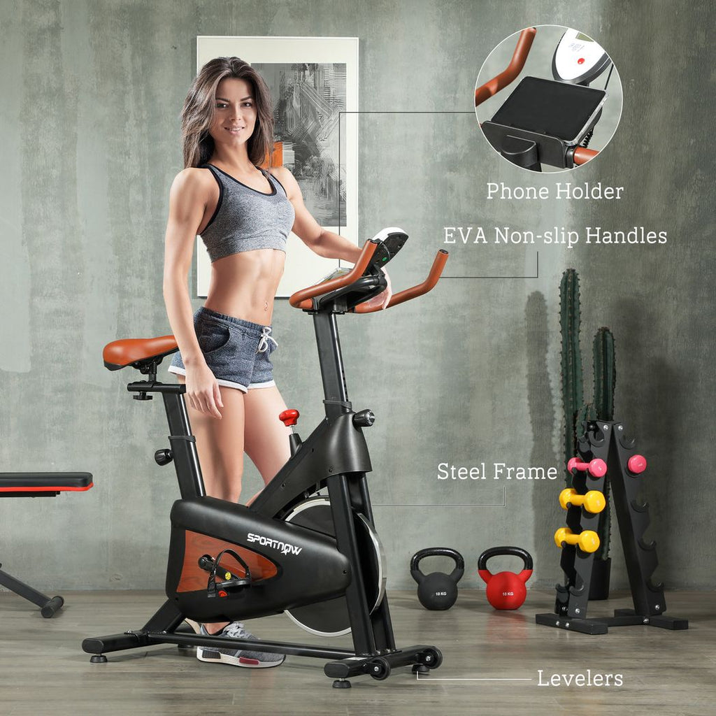 SPORTNOW Quiet Stationary Exercise Bike with Adjustable Seat SPORTNOW