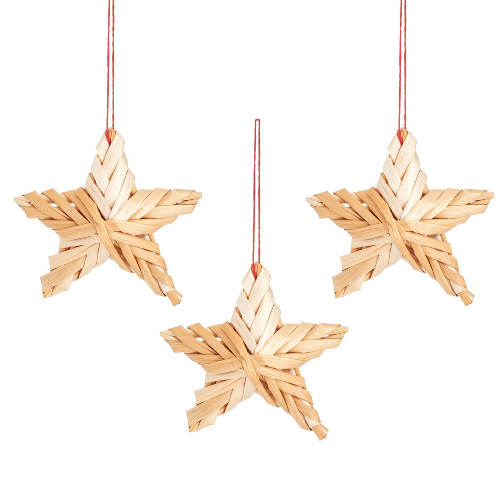 Straw Stars Hanging Decoration- Set of 3 Geko Products