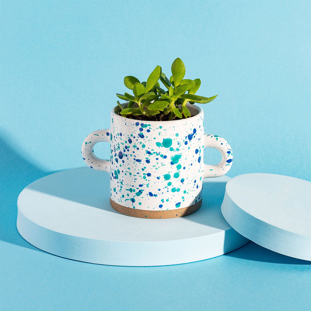 Turquoise and Blue Splatterware Planter Geko Products