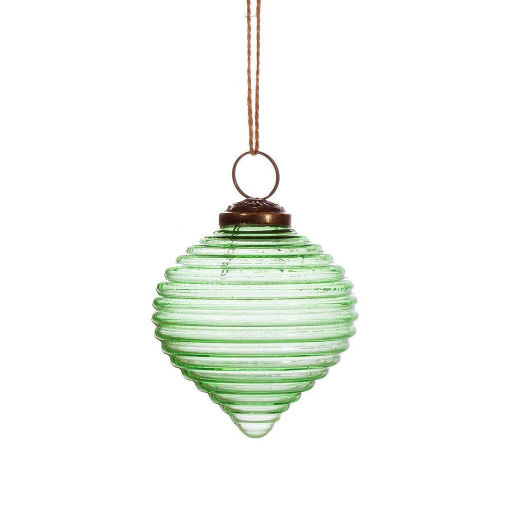 Green Recycled Glass Rippled Bauble Geko Products