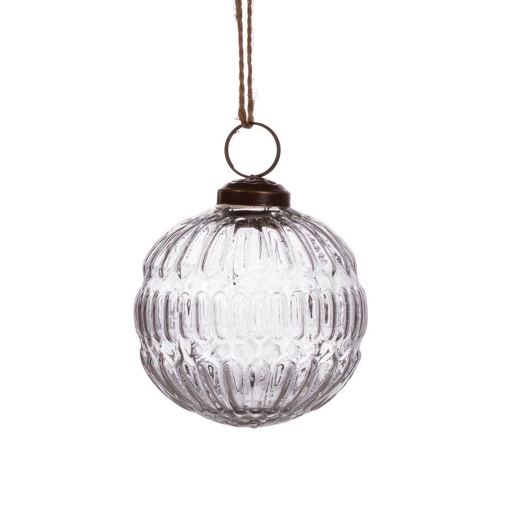 Clear Recycled Glass Grooved Bauble Geko Products