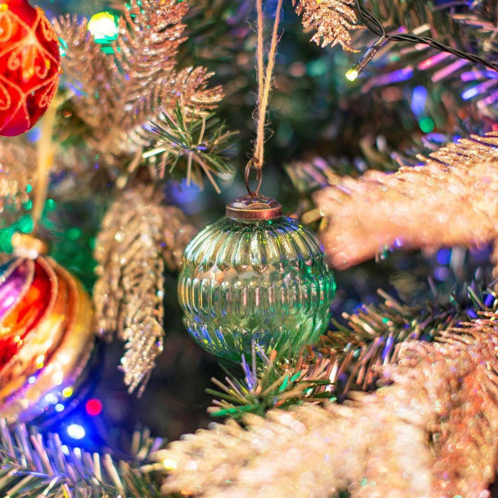 Green Recycled Glass Grooved Bauble Geko Products