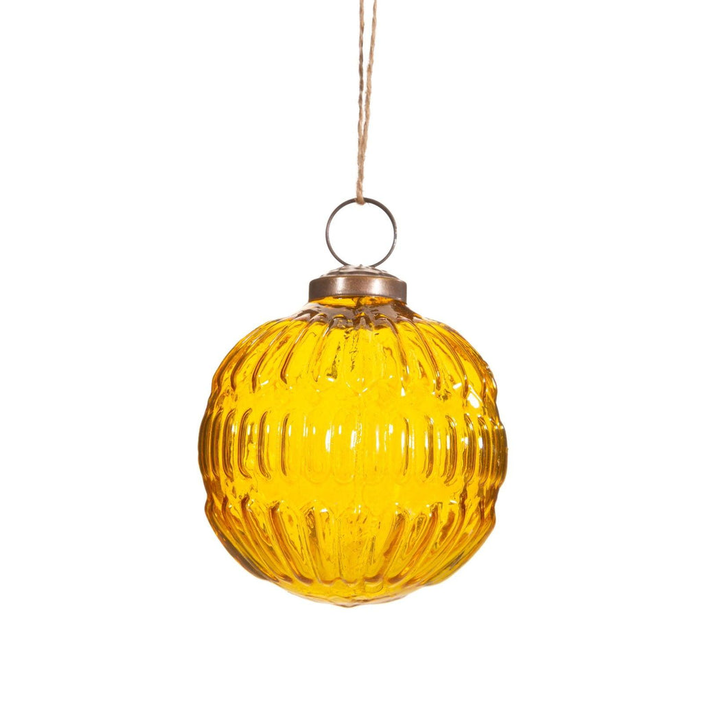 Amber Recycled Glass Grooved Bauble Geko Products