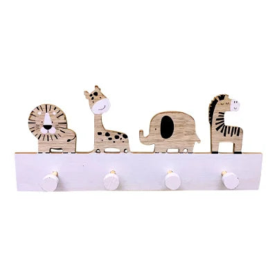 Wooden Animal Carvings with 4 Coat Hooks - Shades 4 Seasons