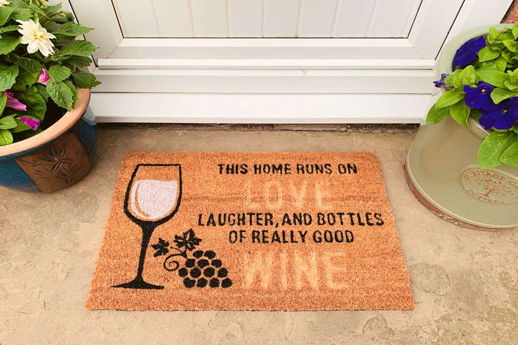 Coir Doormat with Wine Glass & Love Geko Products