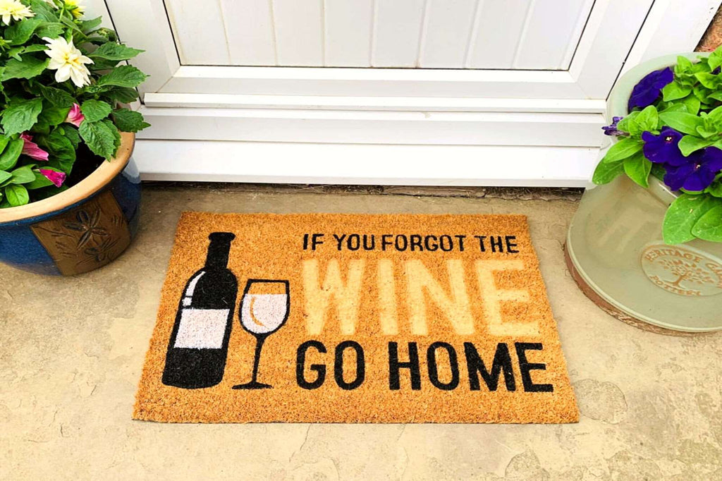 Coir Doormat with Wine Bottle & Glass Geko Products