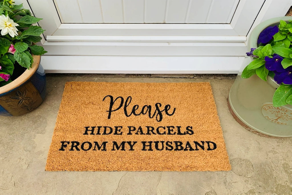 Hide Parcels from Husband Coir Doormat - Shades 4 Seasons