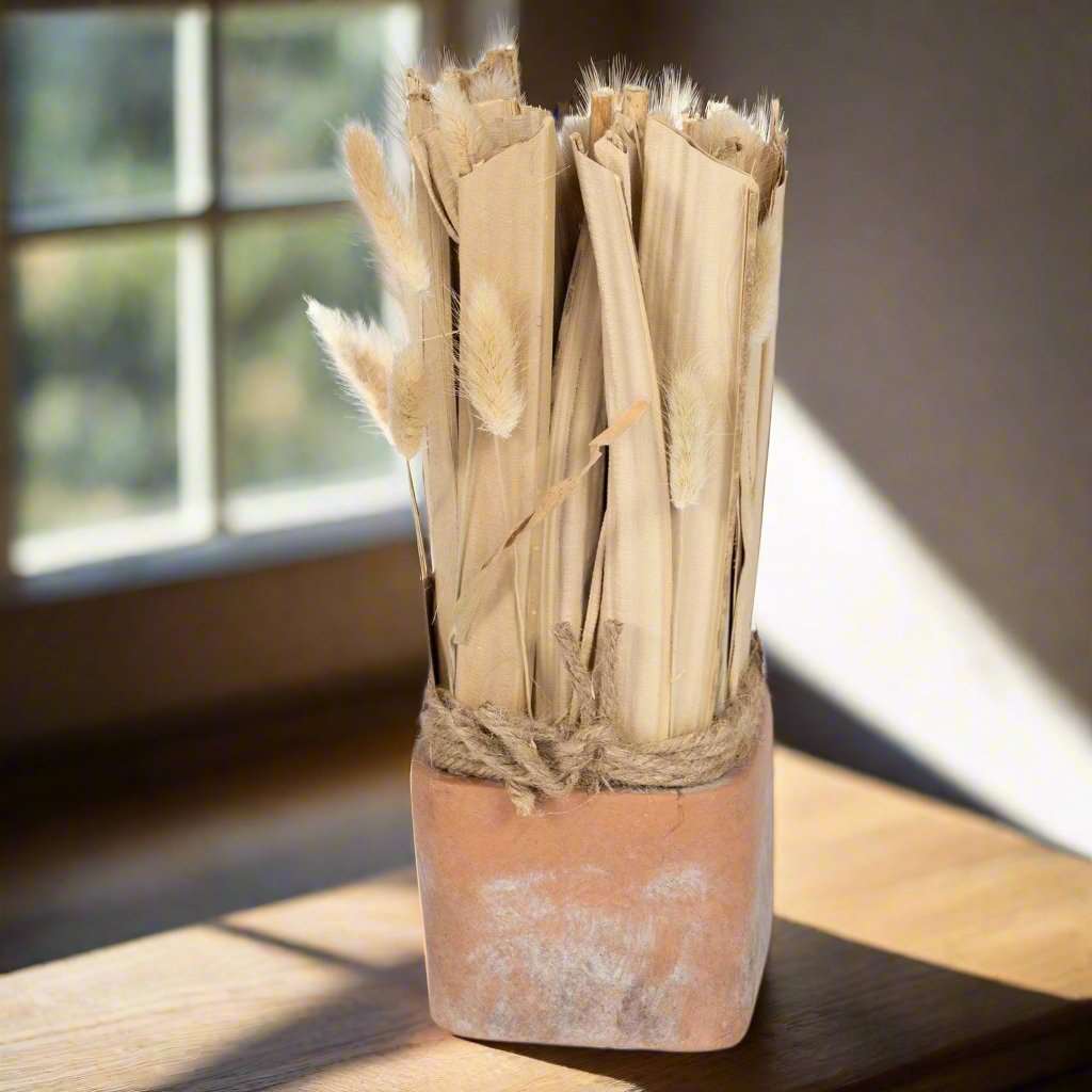 Fox Tail Dried Grass Bouquet in Terracotta Pot Geko Products