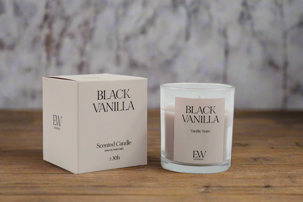 Black Vanilla Scented 8cm Boxed Candle Geko Products