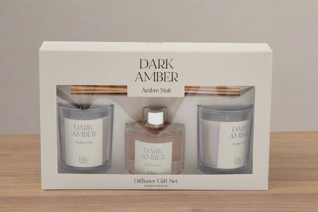 Dark Amber Scented 50ml Diffuser and Candle Giftset Geko Products