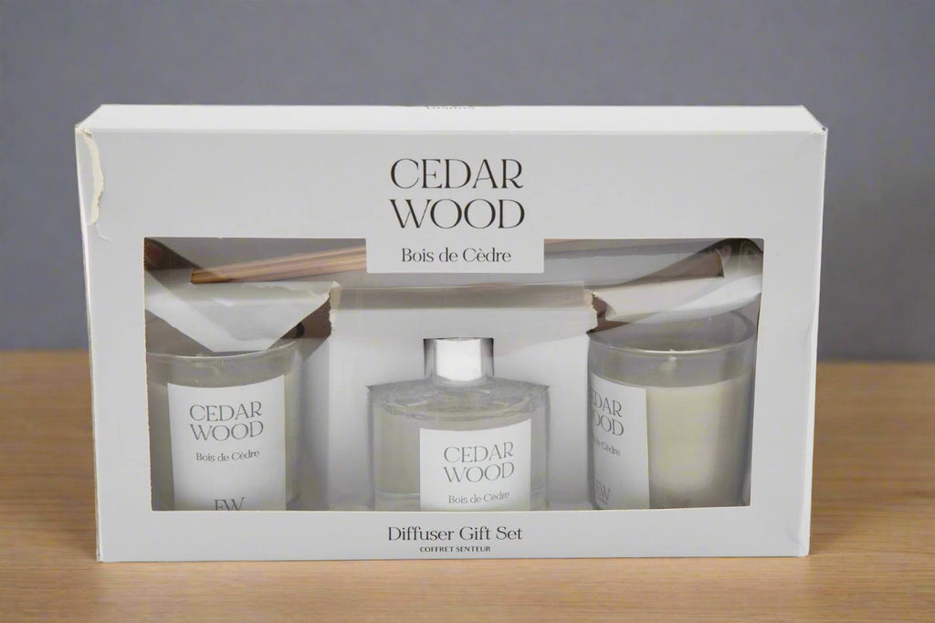 Cedar Wood Scented 50ml Diffuser and Candle Giftset Geko Products