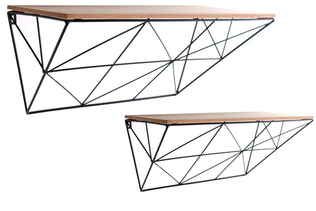 Set of 2 Black Geometric Shelves Geko Products