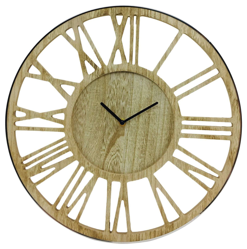 Wooden Silver Clock 40cm Geko Products