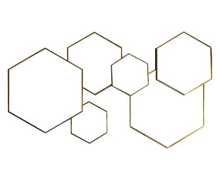 Gold Framed Multi Mirror - Hexagonal Geko Products