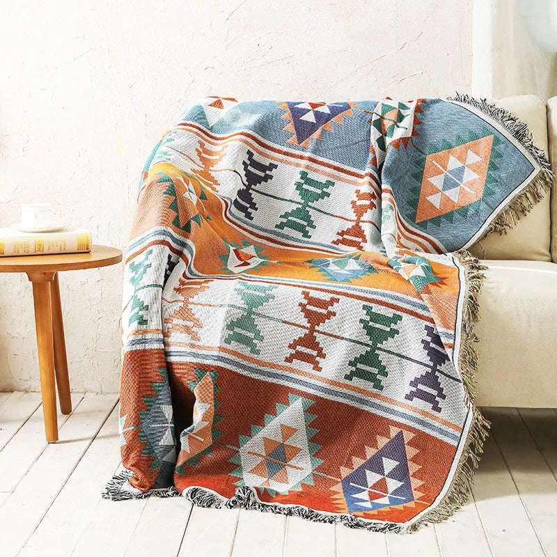 Plaid Blankets Knitted Nordic Sofa Cover Orange N/A