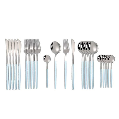 Kitchen Essentials Gold Cutlery Dinnerware Set Blue silver Kitchen Essentials