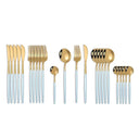 Kitchen Essentials Gold Cutlery Dinnerware Set Blue gold Kitchen Essentials