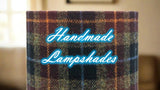 Harris Tweed Drum Lampshade in Brown, Orange and Blue Check Shades 4 Seasons