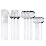 Kitchen Essentials Gold Cutlery Dinnerware Set White silver Kitchen Essentials