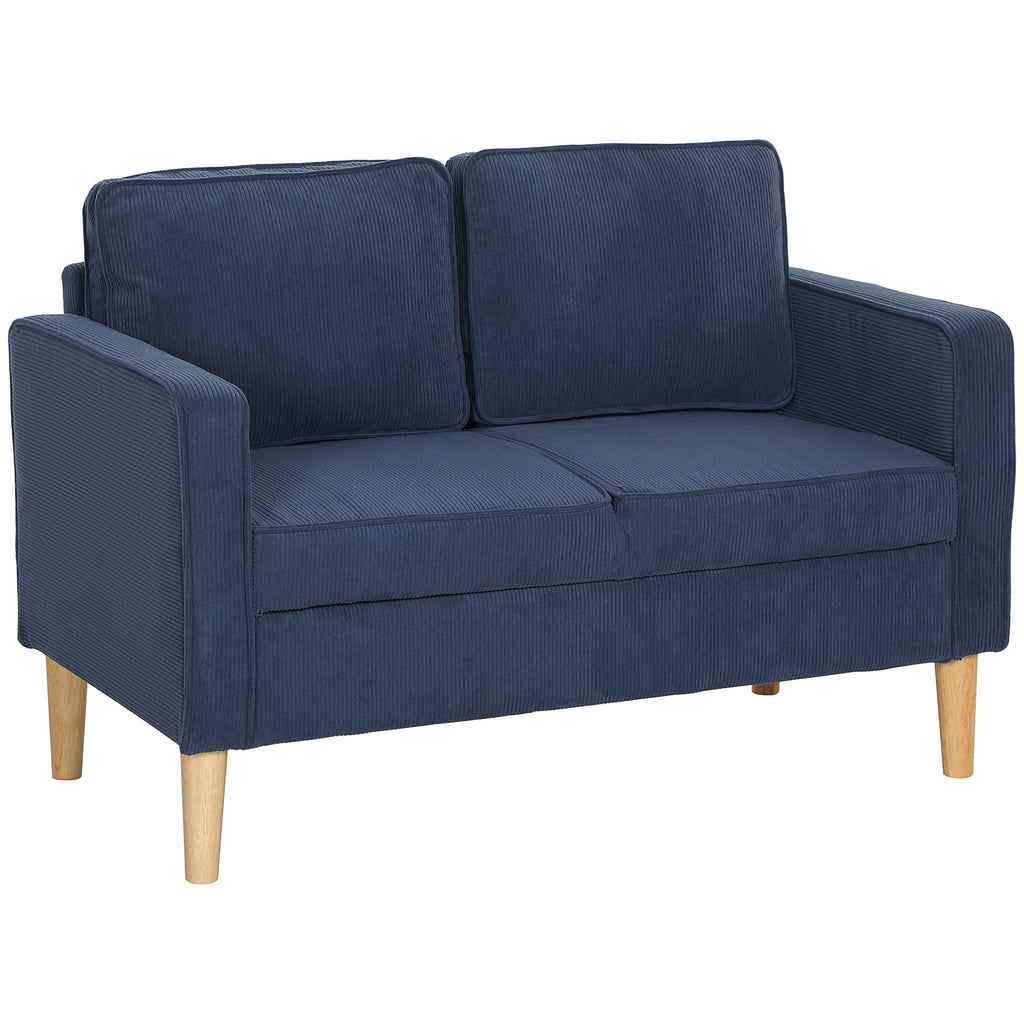 HOMCOM Compact 2 Seater Sofa with Under Seat Storage for Small Spaces Blue HOMCOM