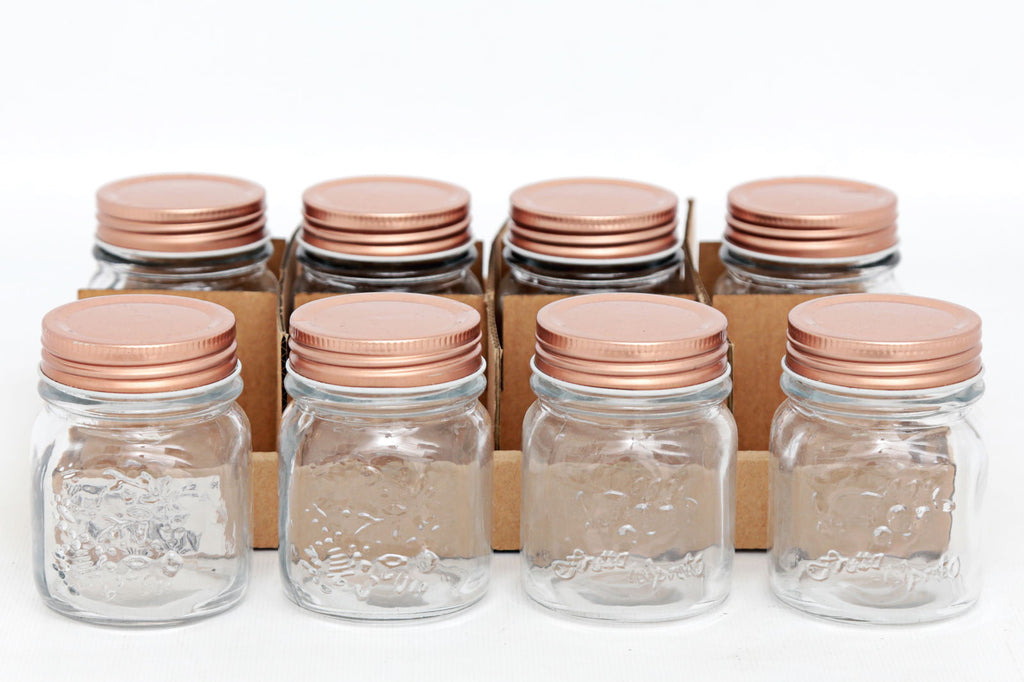 Kitchen Glass Embossed Storage Jar With Copper Screw Lid - Small Geko Products