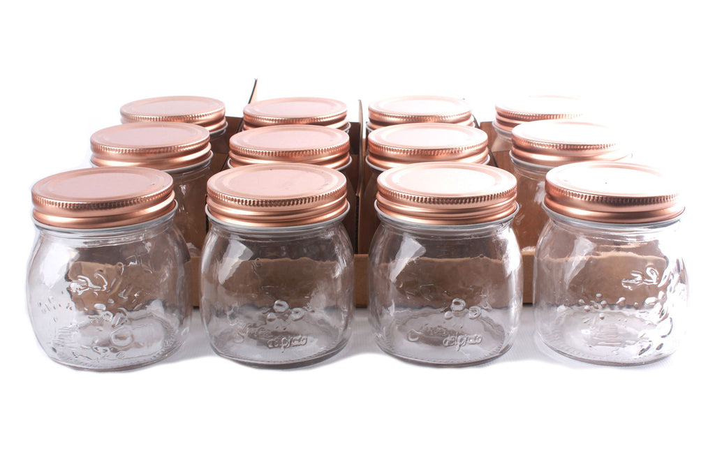 Kitchen Glass Embossed Storage Jar With Copper Screw Lid - Large Geko Products