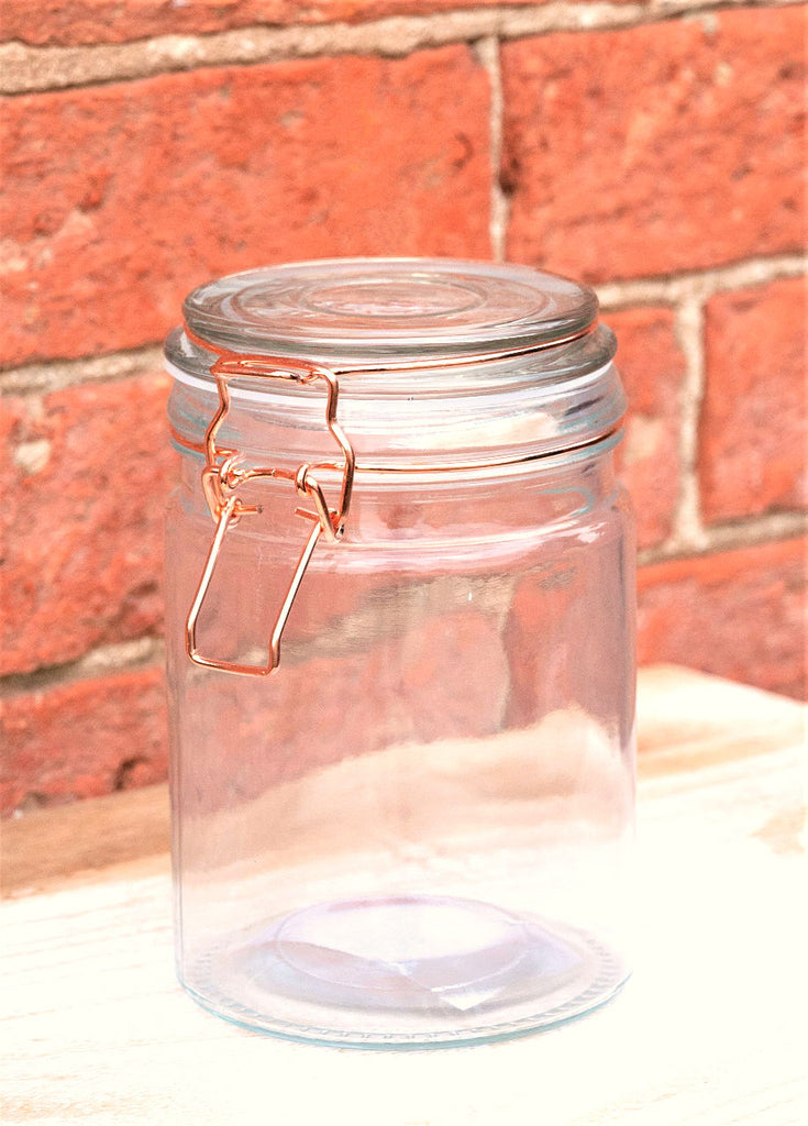 Storage Jar, Glass with Copper Wire Fastening Geko Products