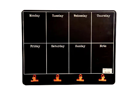 Black Weekly Memo Board With Copper Clips - Shades 4 Seasons
